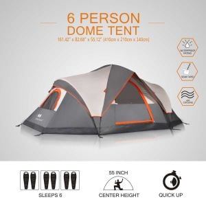MobiHome DomeHike 6 Kişilik Otomatik Çadır Gri (205586)