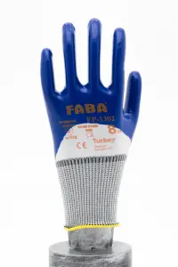 FABA EP-1302 Lacivert Nitril Kaplı Polyester Örme Eldiven No:10