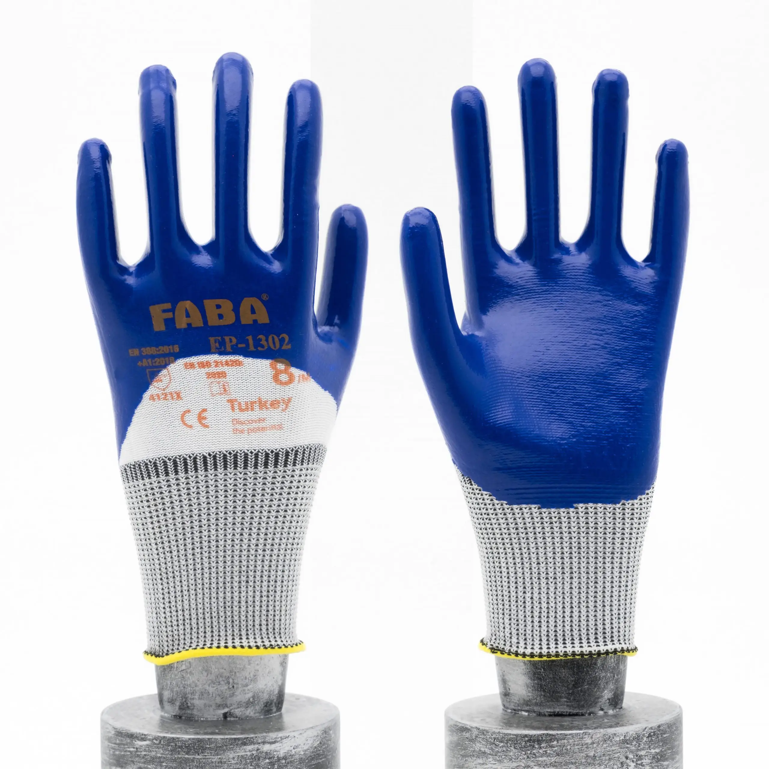 FABA EP-1302 Lacivert Nitril Kaplı Polyester Örme Eldiven No:9