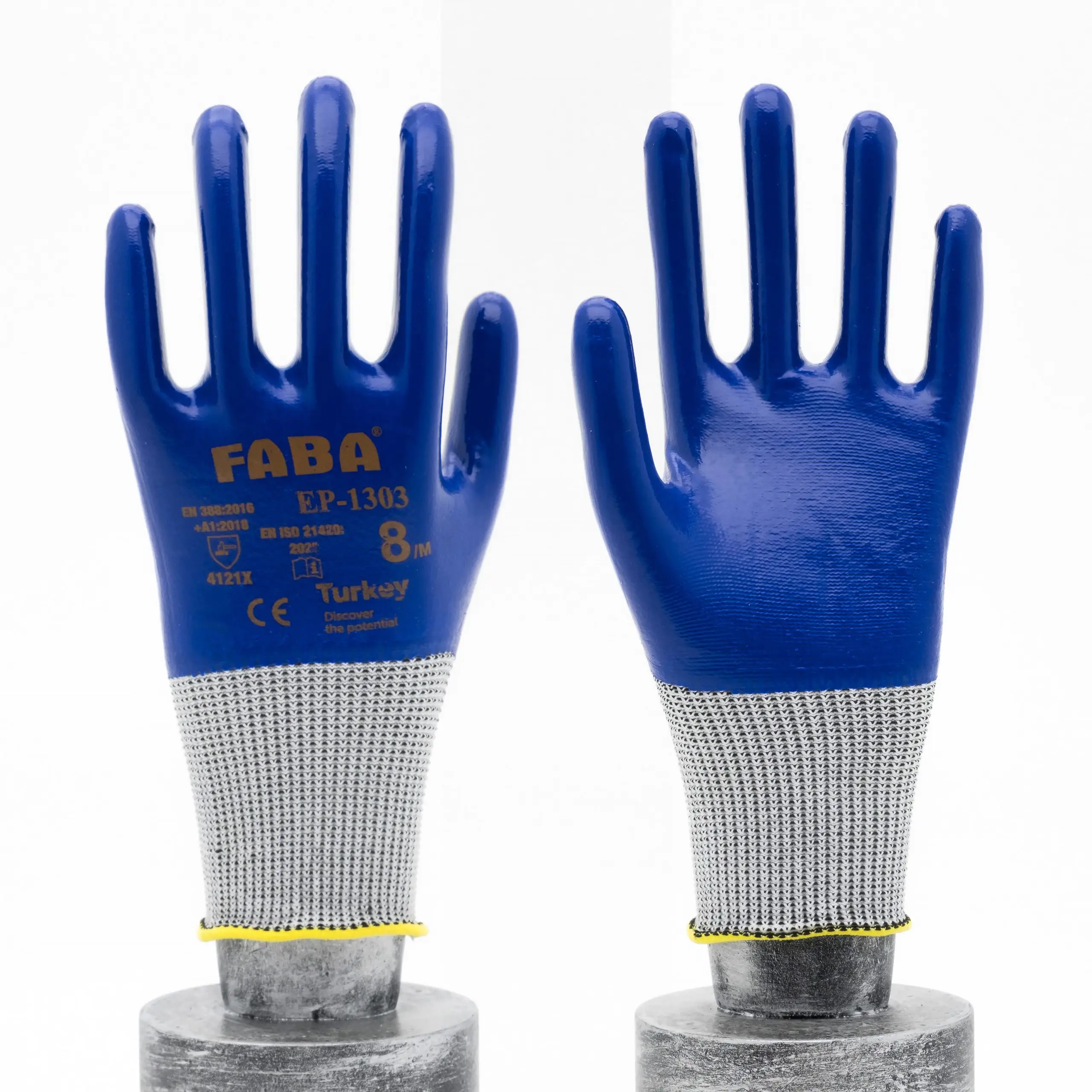 FABA EP-1303 Lacivert Nitril Kaplı Polyester Örme Eldiven No:10