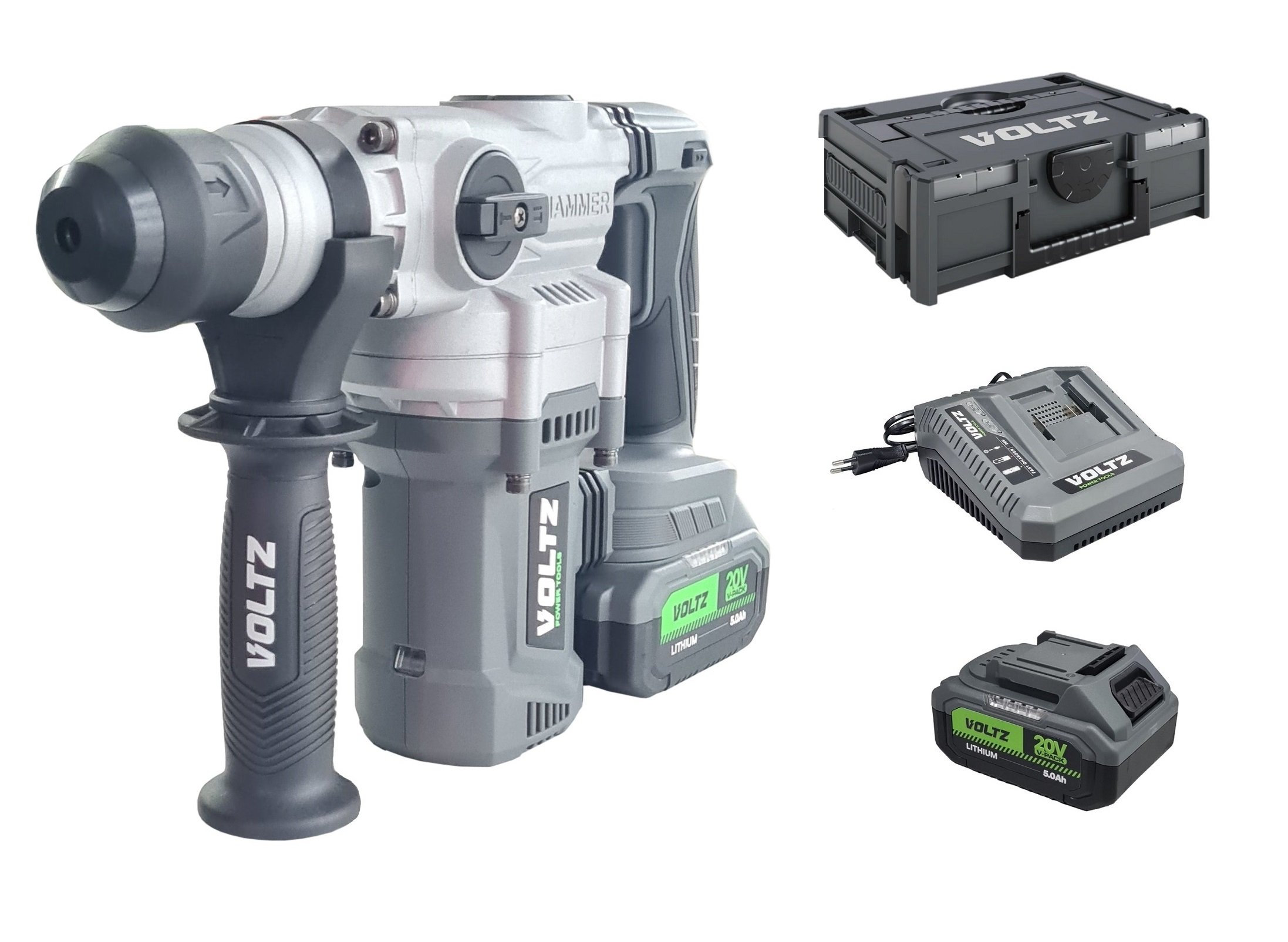 VOLTZ VZRH-20  20 Volt Akülü Kırıcı Delici 5.0 Ah Çift Akülü 3,5 kg