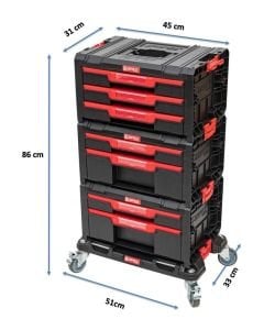 QBRICK System Pro Drawer Workshop Set 1 2.0 Çekmeceli Tekerlekli Takım Dolabı
