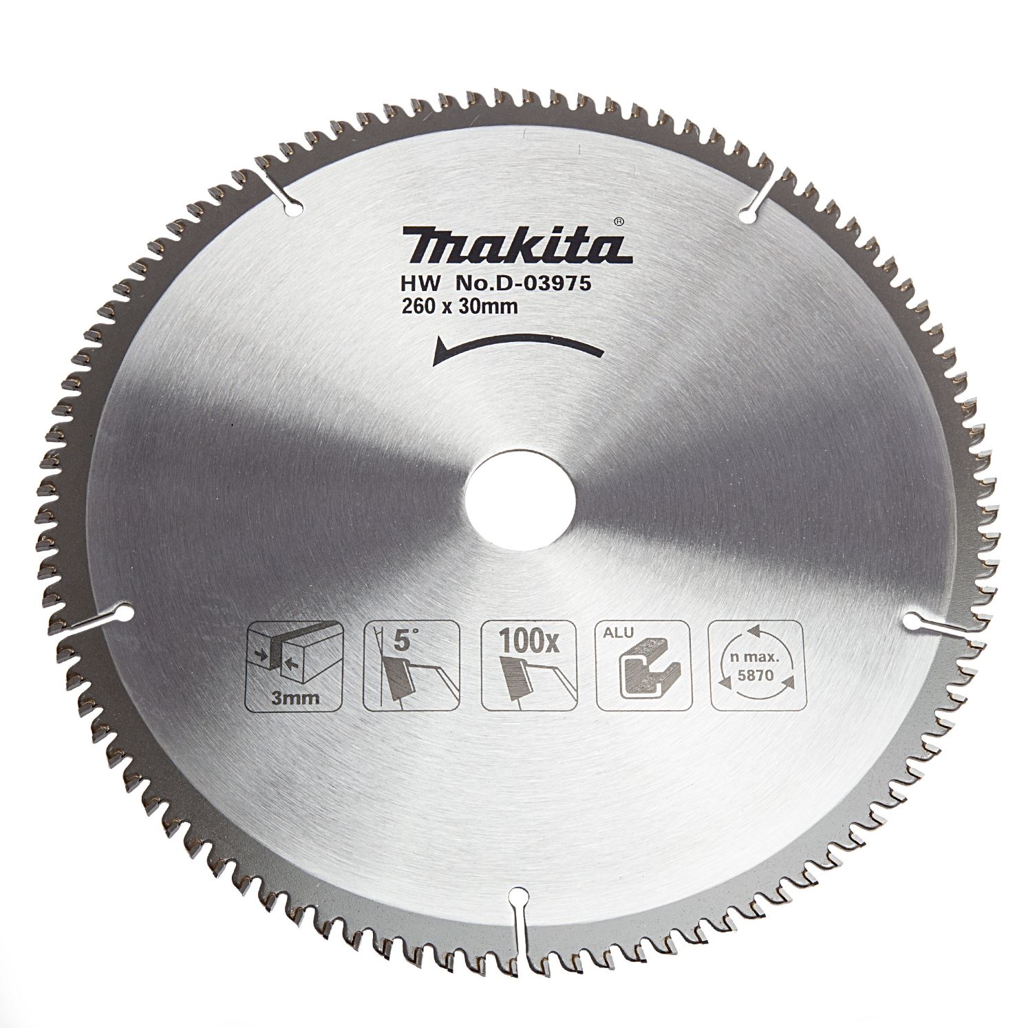 MAKİTA Aluminyum için 260x3.0x30 mm 100 Diş Elmas Daire Testere D-03975