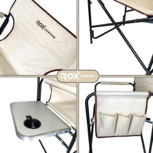 ROX Camping Bej Sehpalı Kamp Sandalyesi (153CAMP0317)