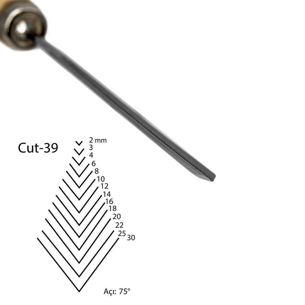 KIRSCHEN Two Cherries Düz V Ağız Iskarpelası 2 mm (Cut 39 - 3139002)