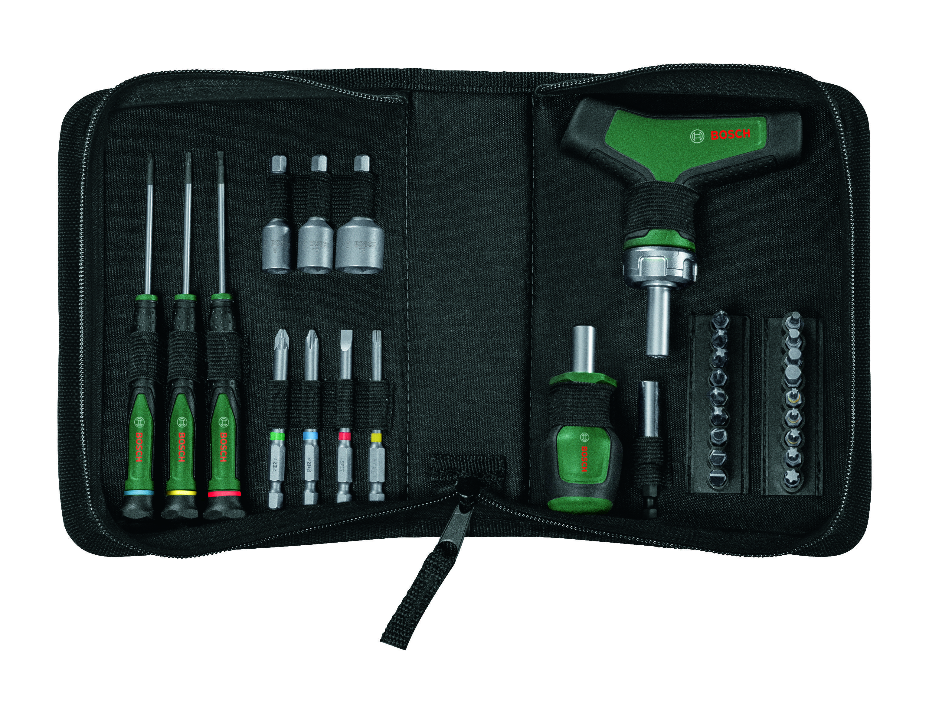 BOSCH T Saplı Bits Uyumlu Cırcırlı Ve Klemens Tornavida Seti 31 Parça (1600A039HX)