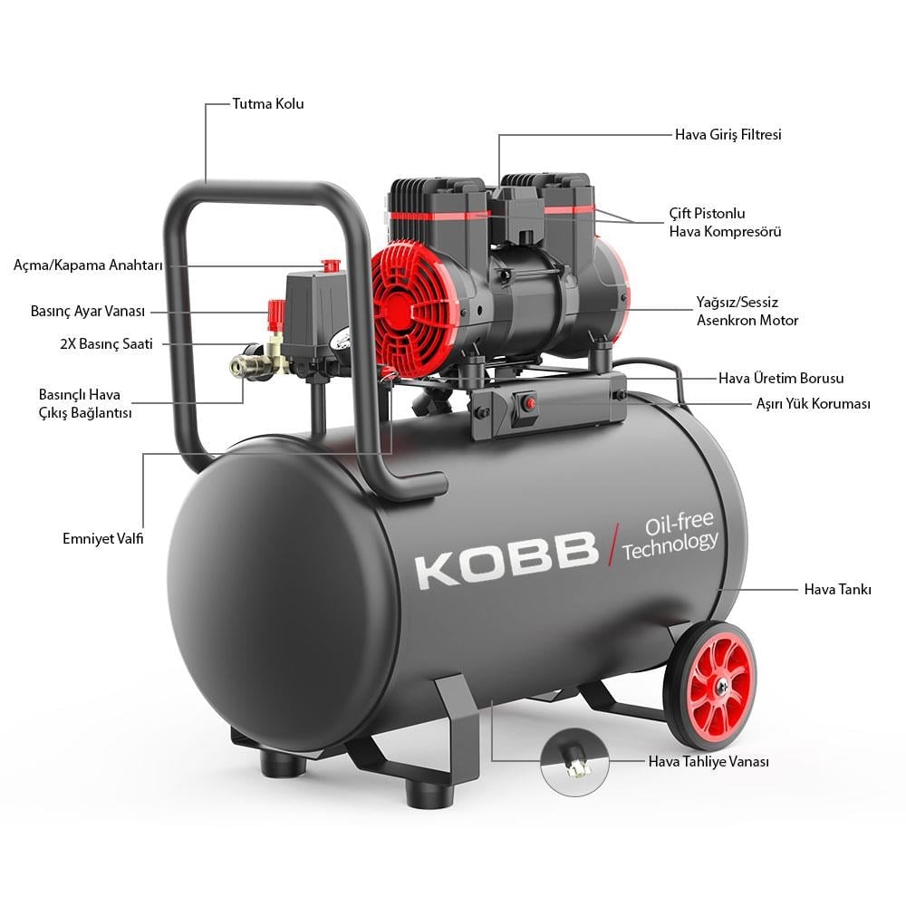 KOBB KBK50 Sessiz Kompresör 50 Litre 2 Hp
