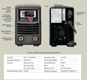 ASKAYNAK Inverter 205-Super PLUS Kaynak Makinası 200 Amper Dijital Ekran