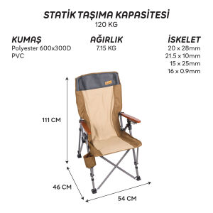 FreeCamp Trager Katlanır Kamp Sandalyesi Kahverengi