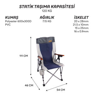 FreeCamp Trager Katlanır Kamp Sandalyesi Lacivert