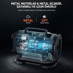 KOBB KB301 12-220 Volt Dijital Basınç Göstergeli Lastik ve Yatak Şişirme Pompası