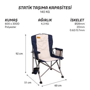 FreeCamp Huxley Trail Katlanır Kamp Sandalyesi - Lacivert