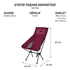 FREECAMP Waylay Katlanır Kamp Sandalyesi - Bordo