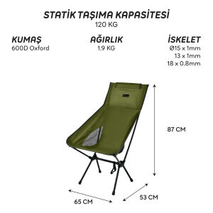FreeCamp Waylay Katlanır Kamp Sandalyesi - Haki