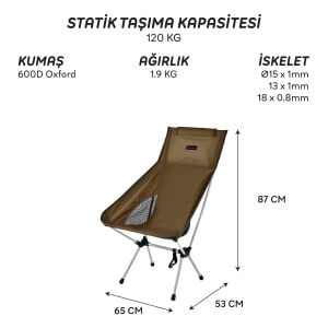 FreeCamp Waylay Katlanır Kamp Sandalyesi - Kahverengi