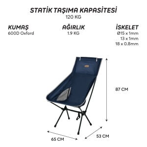 FREECAMP Waylay Katlanır Kamp Sandalyesi - Lacivert