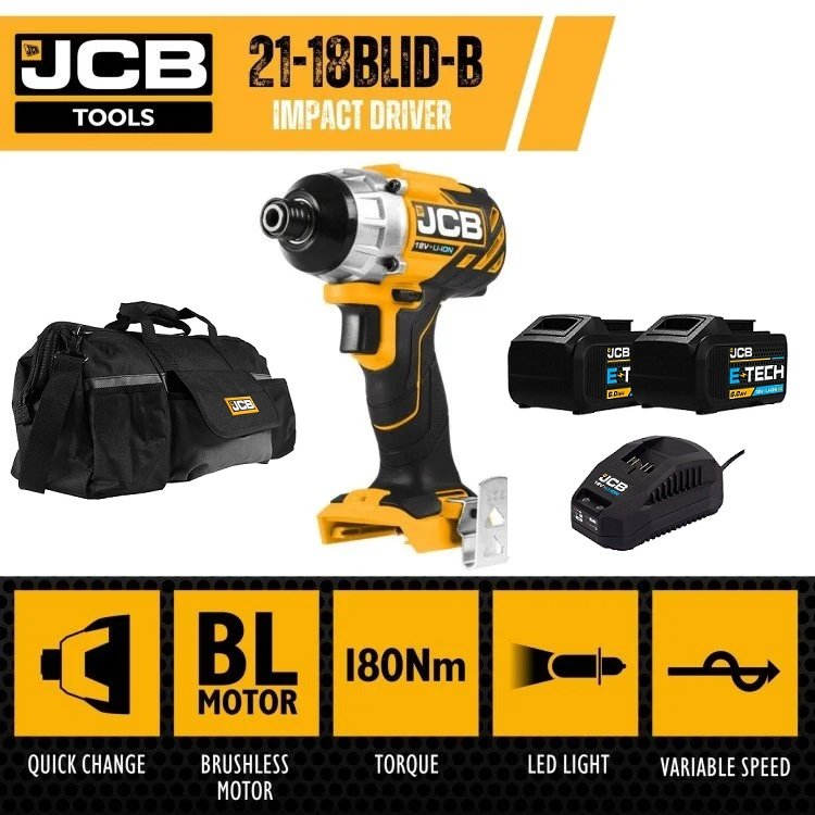 JCB 18BLID-44 18 Volt Torklu Vidalama Makinası 4 Amper Çift Akü Bez Çantalı