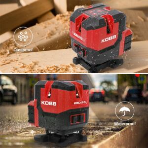 KOBB KBL41GTP 30Metre 4x90⁰/1x360⁰ Otomatik Hizalama Çift Akülü Profesyonel Yeşil Çapraz Çizgi Lazer Terazi Tripod Sehpalı