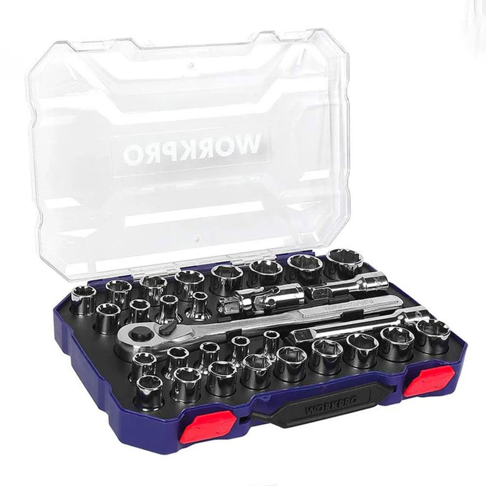 WORKPRO WP202525 30 Parça 1/2'' CR-V Metrik/İnç Profesyonel Lokma