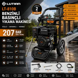 Lutian LT-810B 7 HP Benzinli Basınçlı Yıkama Makinası 207 Bar