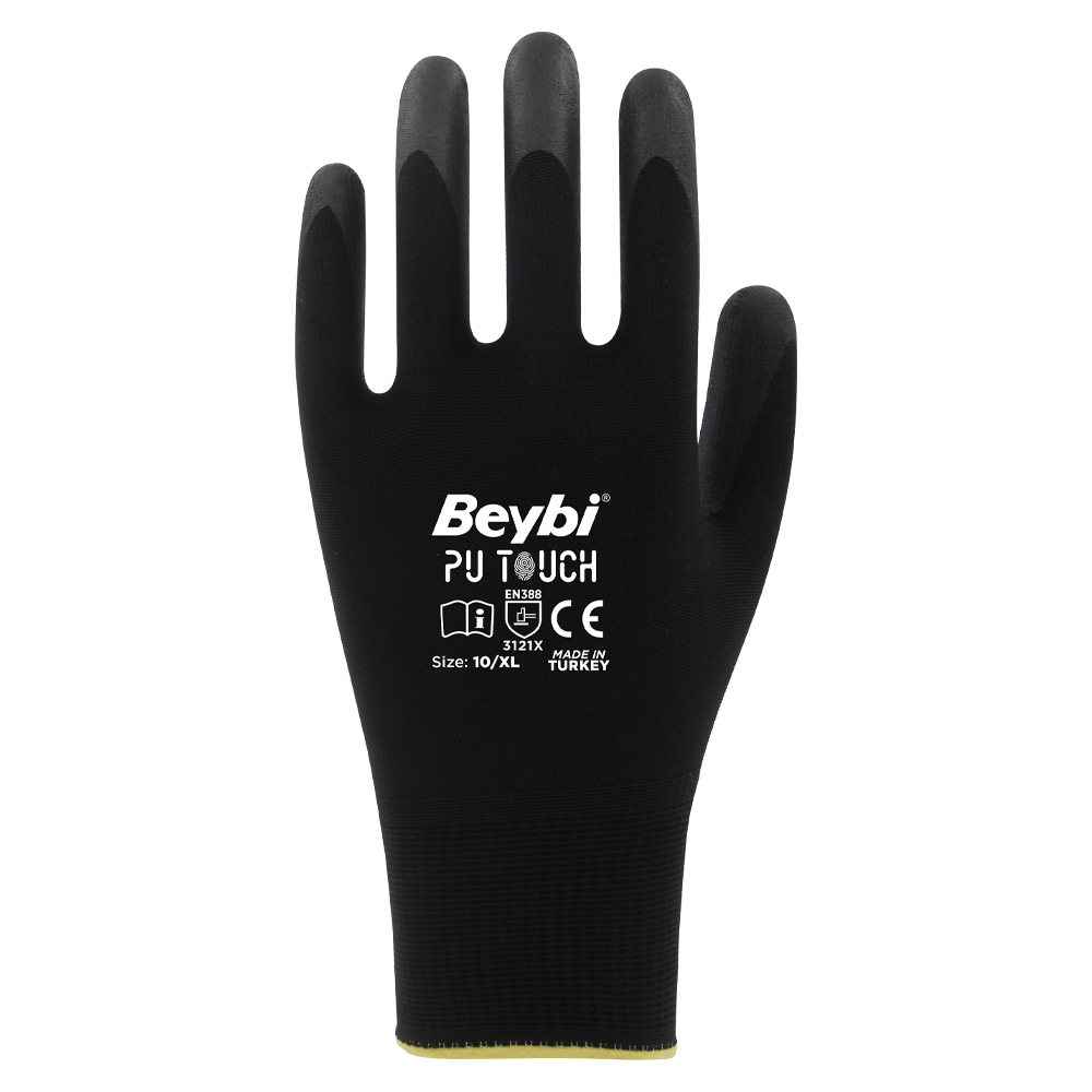 BEYBİ PU TOUCH 7 Numara Pu Kaplı Siyah İş Eldiveni