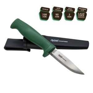 ROX CAMPING 0319 Busch Craft Eco Paslanmaz Çelik Kamp Bıçağı (Yeşil)