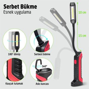 ROX Şarjlı Çok Amaçlı Esnek Boyunlu Çalışma Feneri 1000 Lümen (153ROX0220)