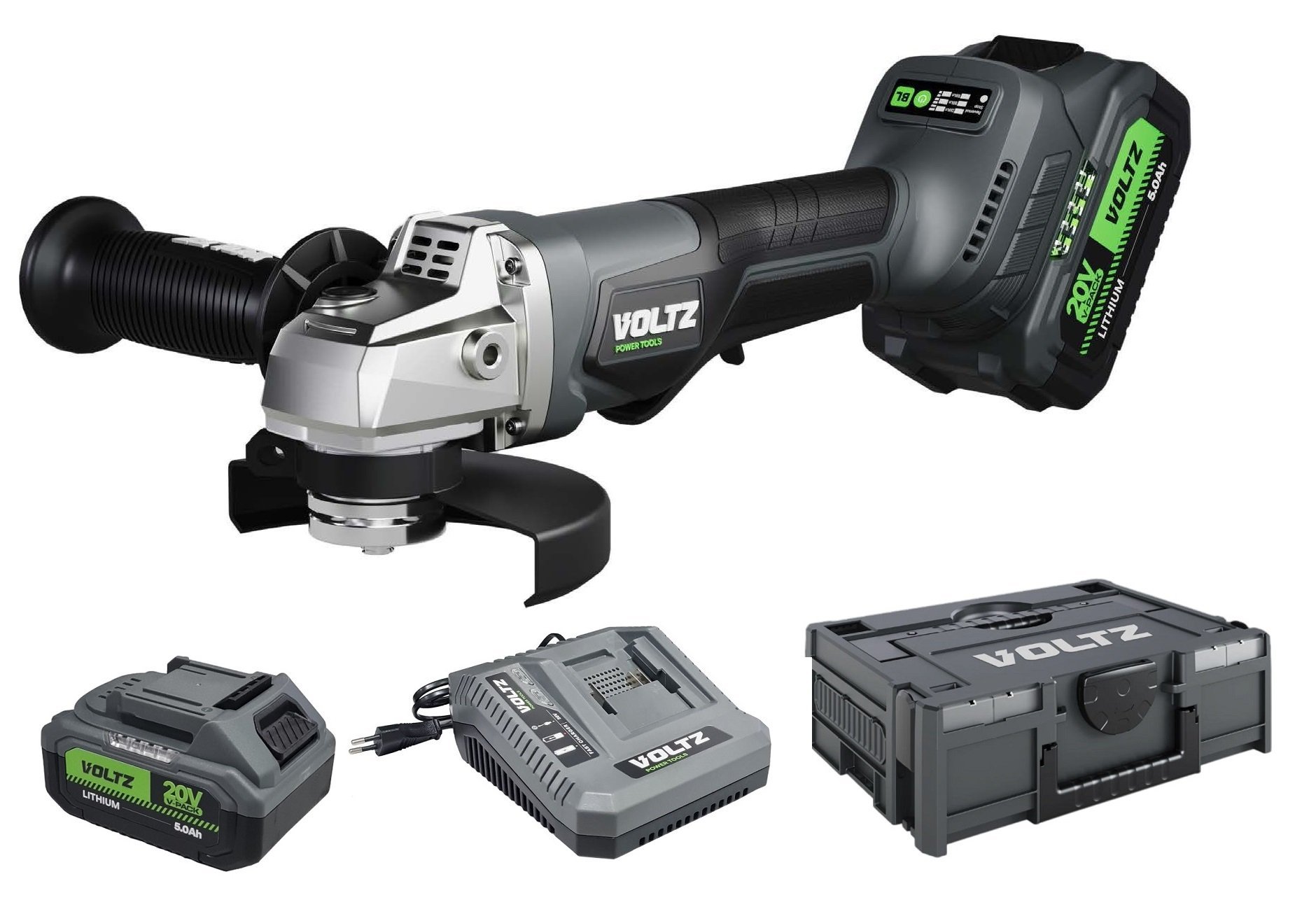 VOLTZ VZAG-20 Akülü Avuç Taşlama 20 Volt 5 Amper Çift Akülü