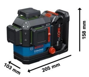 BOSCH EXPERT EXLL 18V-120-33 CG Akülü Yeşil Lazer Terazi 3x360 Derece (Akü ve Şarj Aleti Hariç)