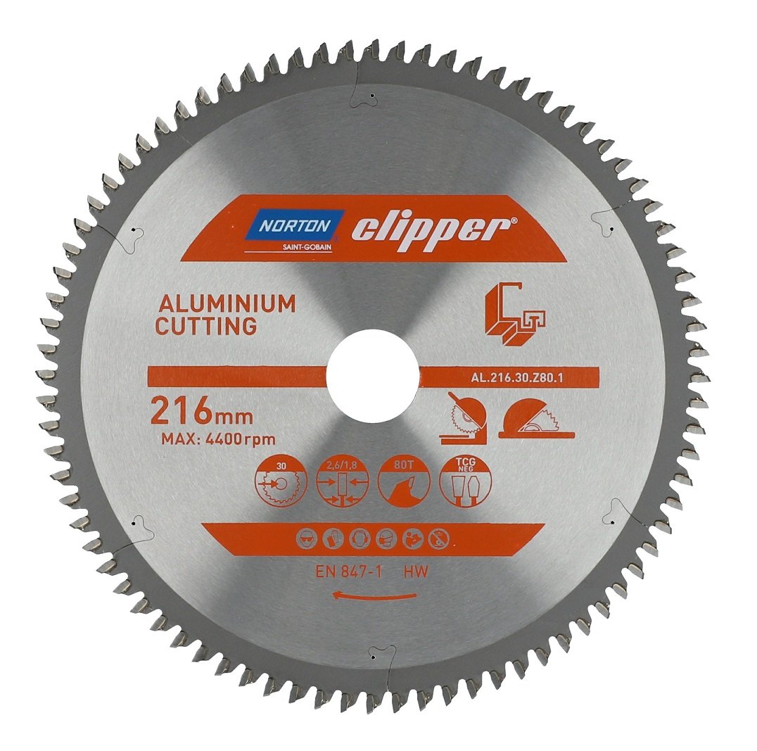 NORTON Clipper Aluminyum için 216x30 mm 80 Diş Elmas Daire Testere Bıçağı