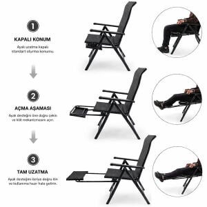 ARGEUS Recline Sırt Ayarlı Katlanır Kamp Sandalyesi