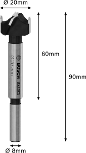 BOSCH 20 mm Elmas Uçlu Tas Menteşe Freze Matkap Ucu