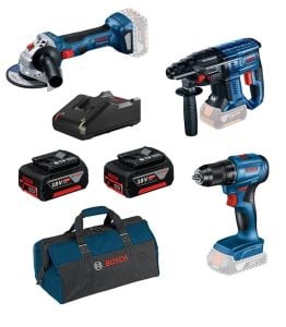 BOSCH GBH 180+GWS 180+GSR 185 Çift Akülü 2x4 Amper 3'lü Set