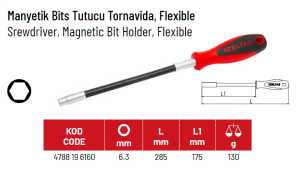 İZELTAŞ Flexible Manyetik Bits Tutucu Tornavida