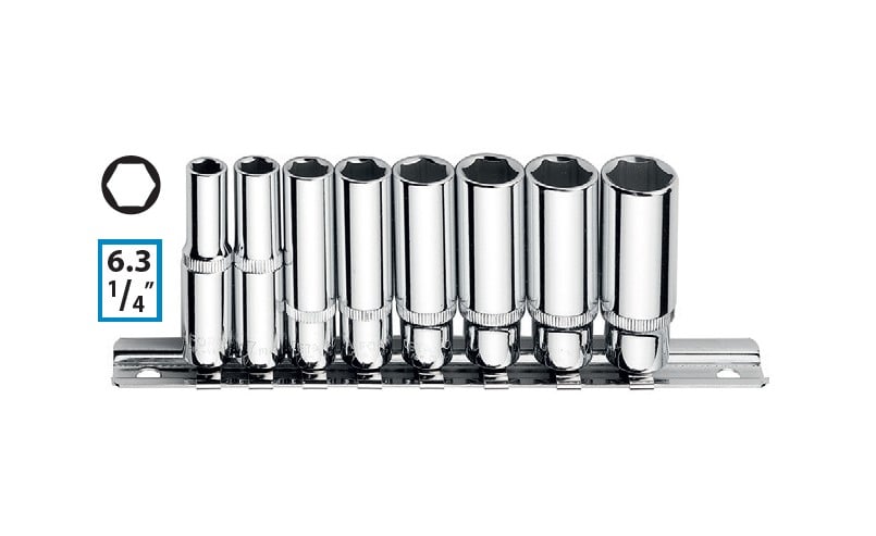 CETA-FORM C04-RH08 8 Parça 1/4'' 6 Köşe Derin Raylı Lokma Anahtar Takımı