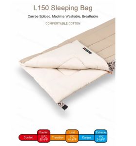 NATUREHIKE L 150 Zarf Tarzı Pamuklu Uyku Tulumu -4 Derece (Haki-Sol)