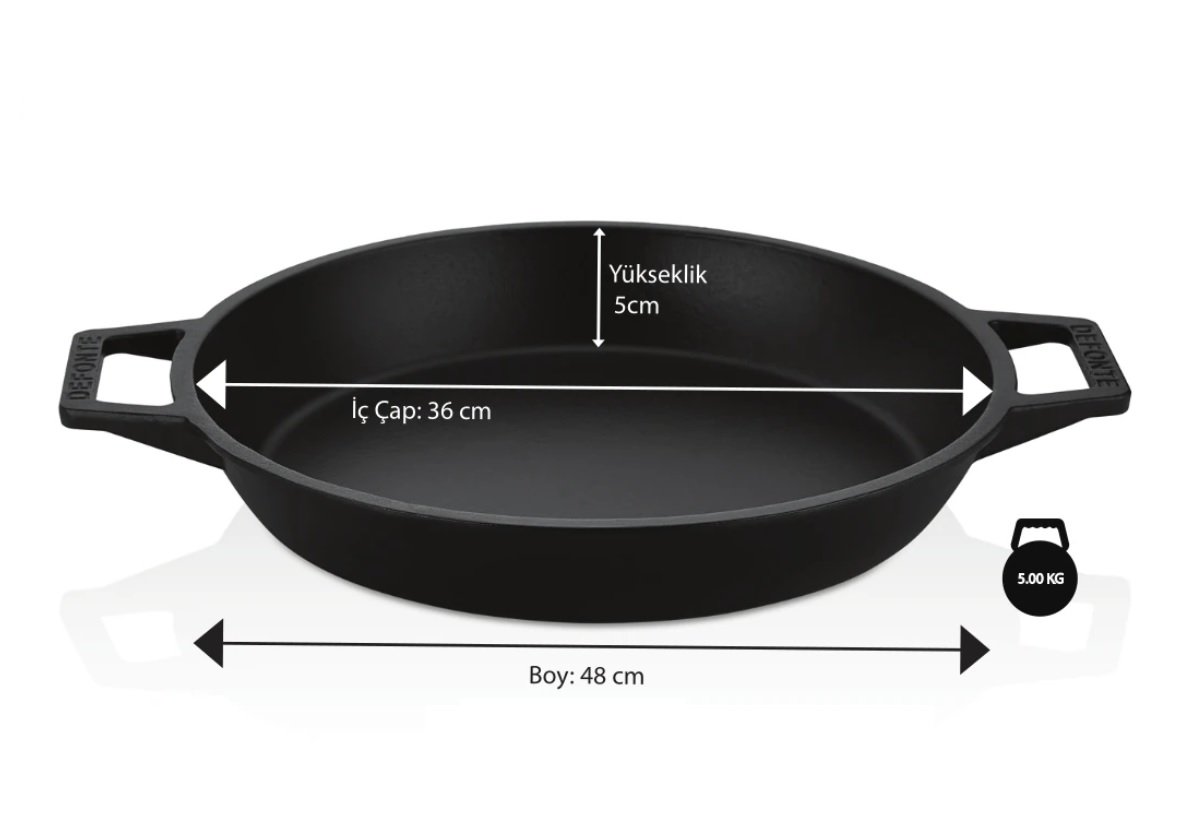 DEFONTE Kapaklı Döküm Kızartma Tavası 36 cm