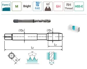 YG-1 Combo Helis Makina Klavuzu HSS-E Taşlanmış (Ölçü Seçiniz)