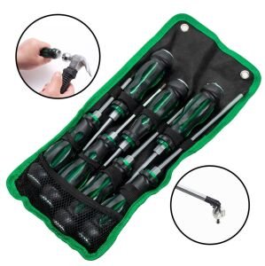 NEXON 6060 Darbeli Düz/Yıldız Tornavida Takımı Bez Çantalı 7 Parça