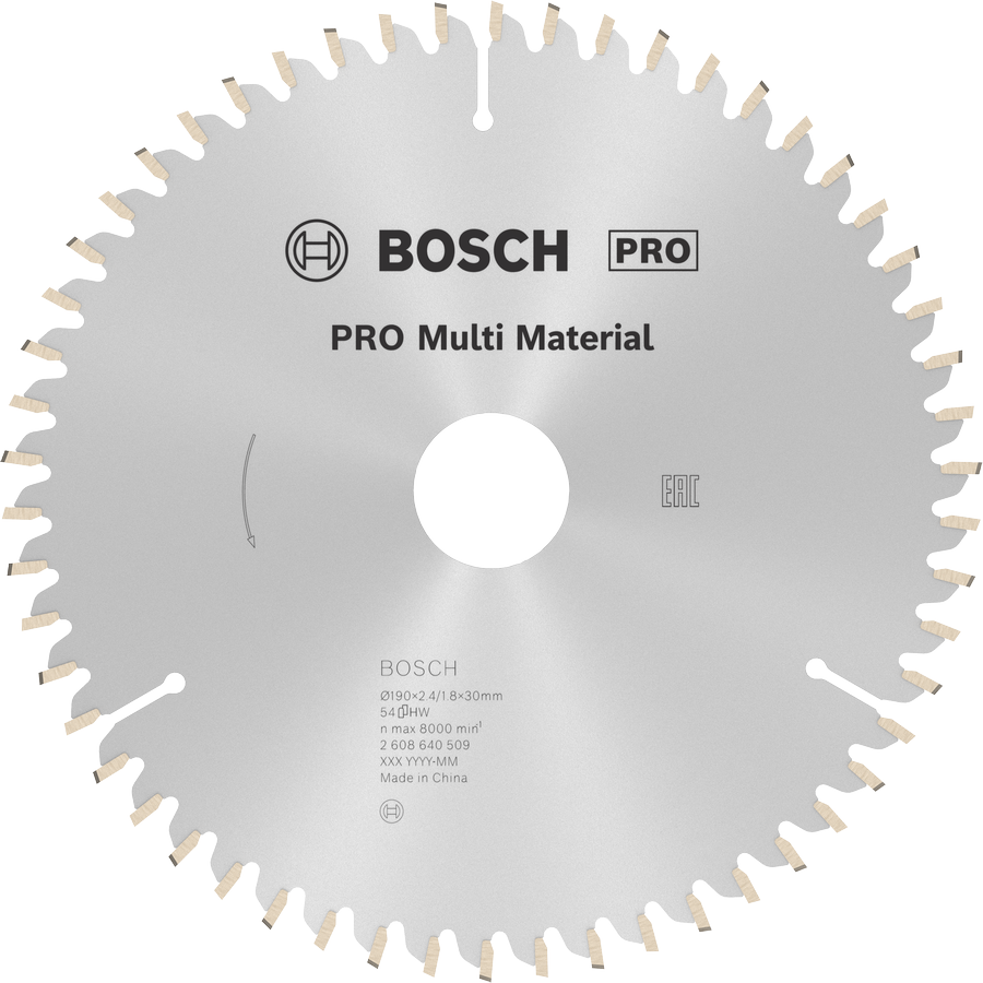 BOSCH Pro MultiMaterial 190x30x2,8 mm 54 Diş Elmas Daire Testere Bıçağı