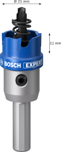 BOSCH Expert TCT Elmas Uçlu Metal İçin Delik Açma Testeresi Panç (Ölçü Seçiniz) 21 mm