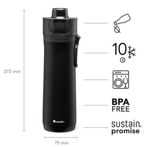 ALADDIN Sports Thermavac Paslanmaz Çelik Siyah Su Şişesi 0.60 Lt