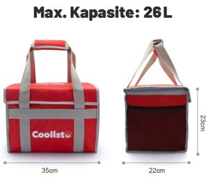 COOLIST CL26 Katlanır Termos Çanta 26 Litre (Kırmızı)