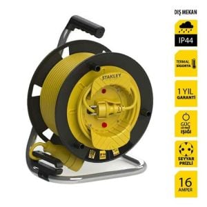 Stanley ST-G Serisi 1 Soketli 35+2 Metre 3x1.5mm Makaralı Kablo IP44