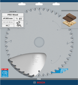 BOSCH Pro Wood 305 mm 40 Diş Ahşap Daire Testere Bıçağı