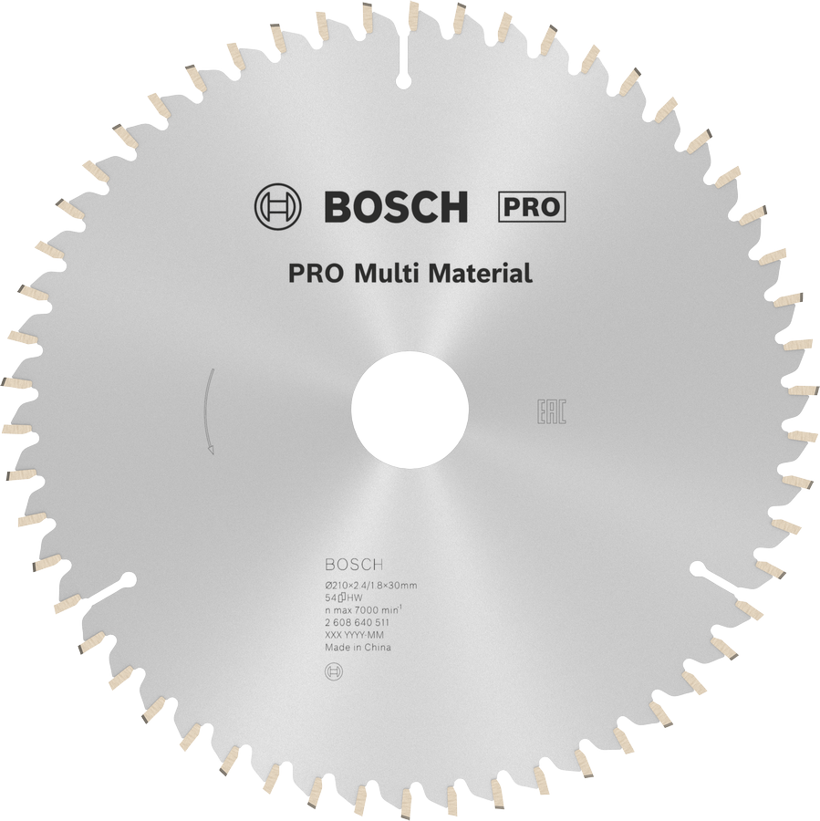 BOSCH PRO MultiMaterial 210x30x2,8 mm 54 Diş Elmas Daire Testere Bıçağı