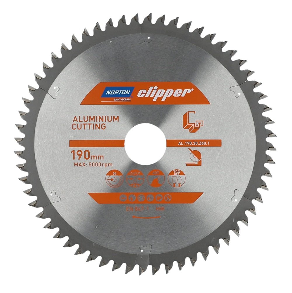 NORTON Clipper Aluminyum için 190x30 mm 60 Diş Elmas Daire Testere Bıçağı