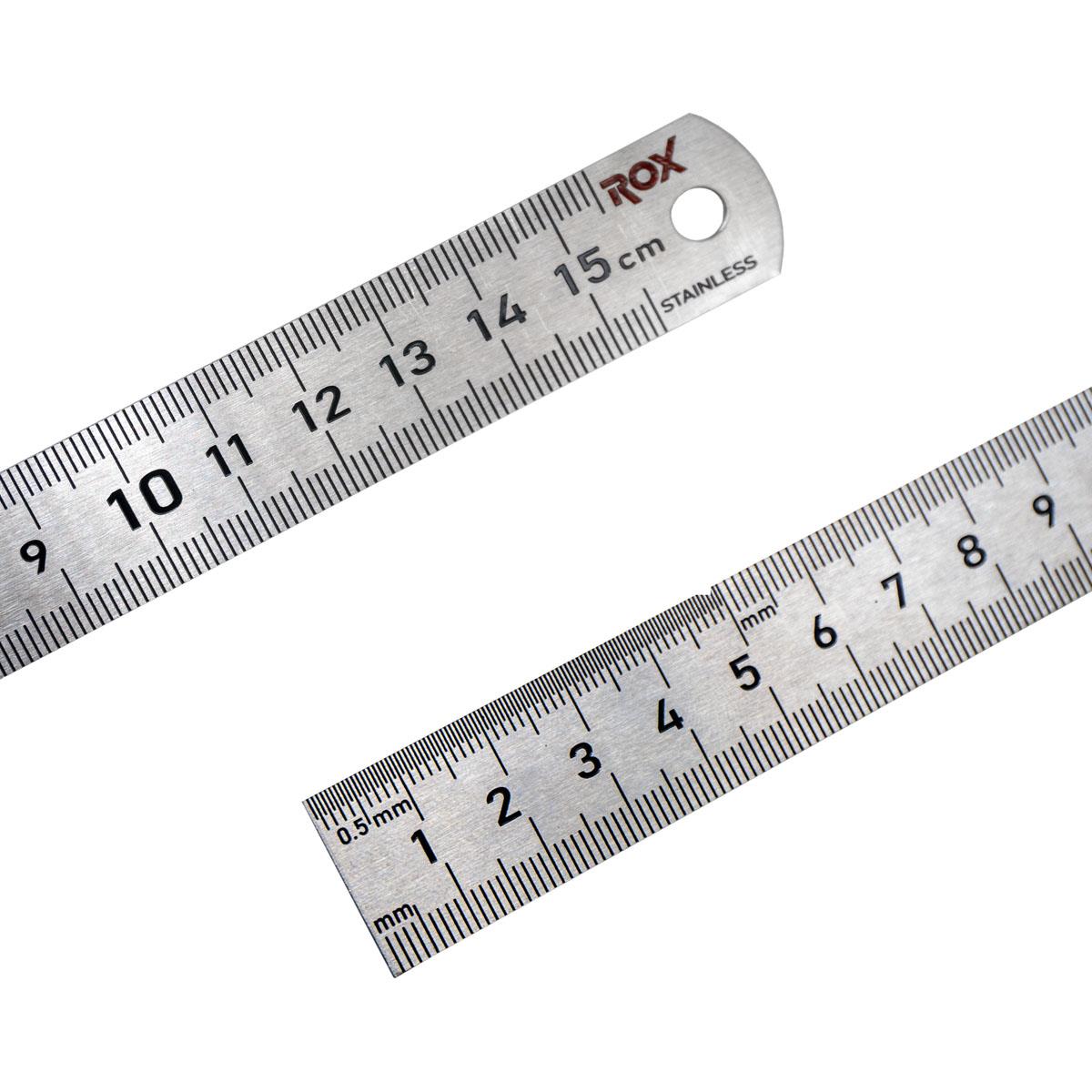 ROX Çift Taraflı Çelik Cetvel (Ölçü Seçiniz) 150 mm (15 cm)