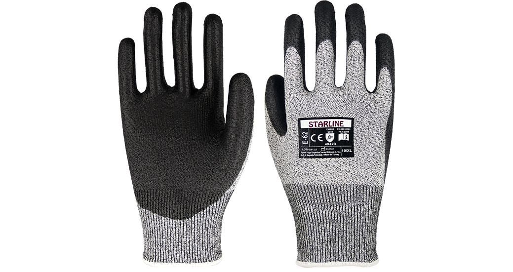STARLİNE E-62 Kesilmeye Dirençli PU Eldiven No:10