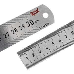 ROX Çift Taraflı Çelik Cetvel (Ölçü Seçiniz) 300 mm (30 cm)